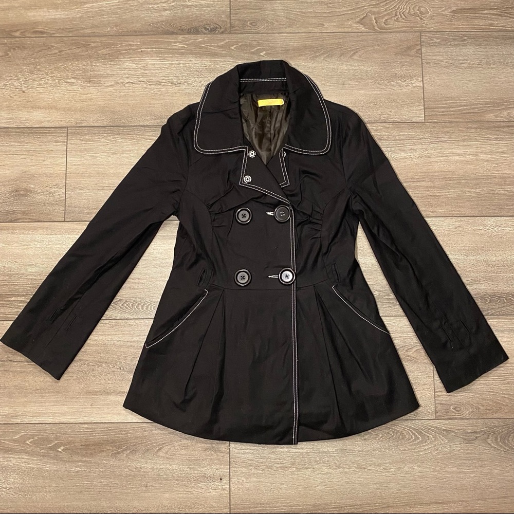 Black medium length trench jacket